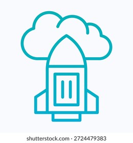 Premium Download Icon Of Cloud Startup Rocket Launcher Gradient Line Style Icon.