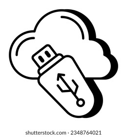 Icono de descarga premium del usb de nube