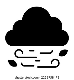 Icono de descarga premium de tormenta de viento en nube 