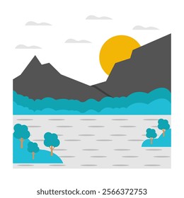 Premium download icon of lake landscape