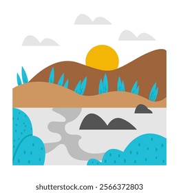 Premium download icon of lake landscape