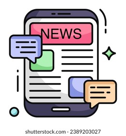 A premium download icon of mobile news