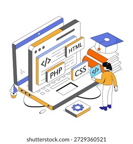 Premium download icon of programming education 