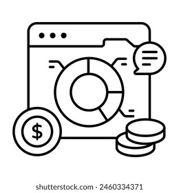 A premium download icon of web data analytics