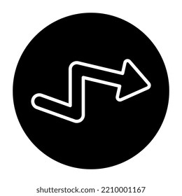 Icono de descarga premium de la flecha derecha zigzag 
