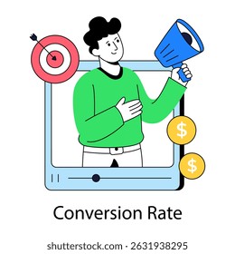 Ilustração de download premium do marketing pago