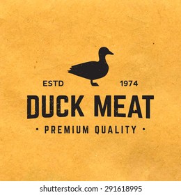 premium duck meat label with grunge texture on old paper background