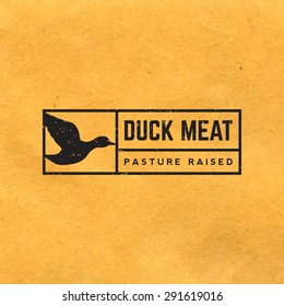 premium duck meat label with grunge texture on old paper background