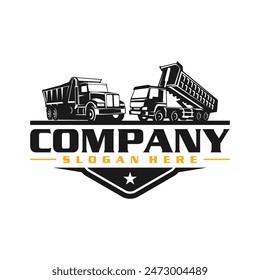 Premium dump truck business ready made circle emblem logo vector