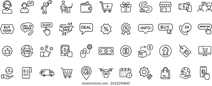 Premium Ecommerce Icon Set for Online Store, Payment and Delivery Solutions.