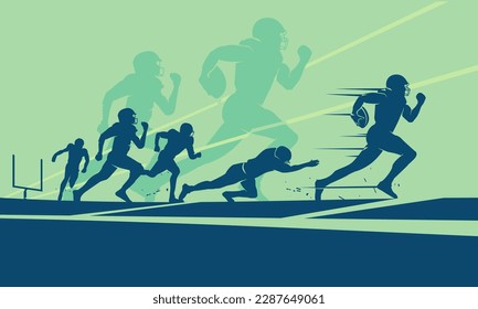 Premium editable vector file of american football running chasing illustration best for your digital design and print mockup