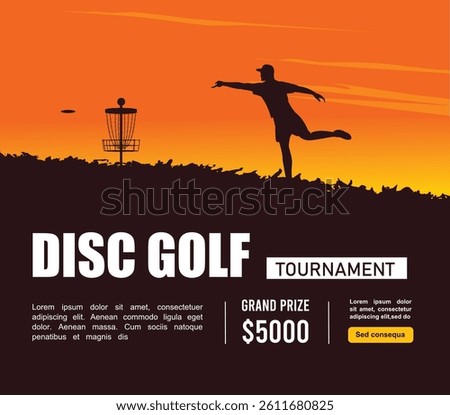 Premium editable vector file of diskgolf player throw the disc in the good afternoon beautiful scene best for your digital design and print mockup