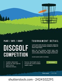 Premium editable vector file of fabulous discgolf game with beautiful forest scene in the background best for your digital design and print mockup