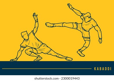 Premium editable vector file of kabaddi players in a game best for your digital and print mockup	