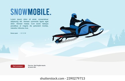 Archivo vectorial editable premium de moto de nieve con bella escena en segundo plano mejor para tu diseño digital y maquillaje de impresión