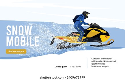 Premium editable vector file of snowmobile with beautiful scene in the background best for your digital design and print mockup