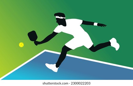Premium editable vector illustration of male pickleball player in action great for your digital graphic and print purpose	