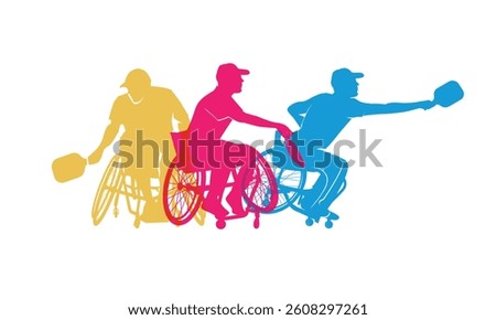 Premium editable vector Illustration of wheelchair pickleball player poses best digital graphic and print