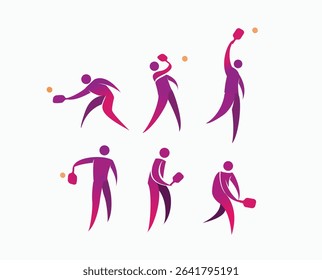 Premium Editable Vector Logo of pickleball poses best for your club team community and cup tournament event