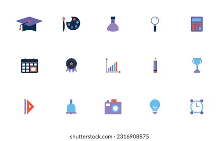 Premium education and study vector collection pack. Clean, colorful social media and website icon design set