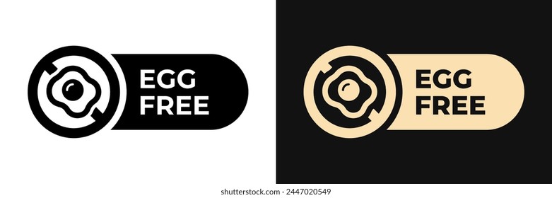 Premium Egg free label vector design for packaging. Eggs free icon gold illustration, logo, symbol, sign, stamp, tag, emblem, mark or seal for package. No allergen product sticker.