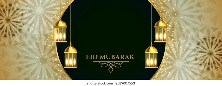 premium eid mubarak greeting wallpaper for royal invitation vector