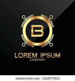 Premium Elegance Gold Letra inicial Tipo B Símbolo de logotipo Icono tecnología de lujo comercio criptograma 