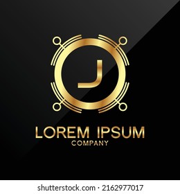 Premium Elegance Gold Initial Letter J Type Logo Sign Symbol Icon luxury technology trading tech crypto monogram 