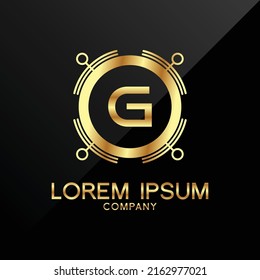 Premium Elegance Gold Initial Letter G Type Logo Sign Symbol Icon luxury technology trading tech crypto monogram 