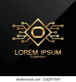 Premium Elegance Gold Initial Letter O Type Logo Sign Symbol Icon luxury technology trading tech crypto monogram 
