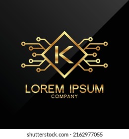 Premium Elegance Gold Initial Letter K Type Logo Sign Symbol Icon luxury technology trading tech crypto monogram 
