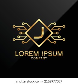 Premium Elegance Gold Initial Letter J Type Logo Sign Symbol Icon luxury technology trading tech crypto monogram 