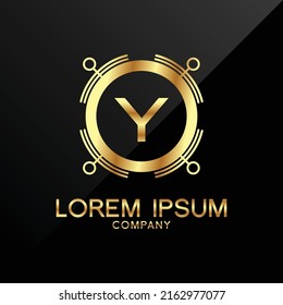 Premium Elegance Gold Initial Letter Y Type Logo Sign Symbol Icon luxury technology trading tech crypto monogram 