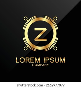 Premium Elegance Gold Initial Letter Z Type Logo Sign Symbol Icon luxury technology trading tech crypto monogram 