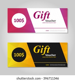 Premium elegance pink and gold gift voucher template layout design set, certificate discount coupon pattern for shopping vector