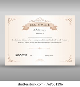 Premium elegant beige certificate