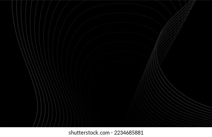 Premium elegant black background with curved line motifs