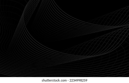 Premium elegant black background with curved line motifs