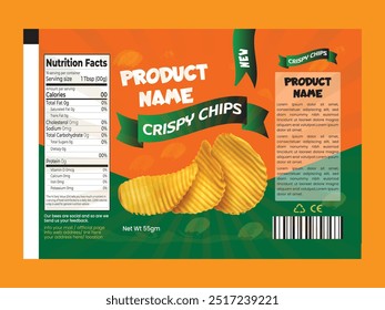 Premium elegante e empresarial profissional negócio chips embalagem ou chips etiqueta ou chips saco modelo de embalagem