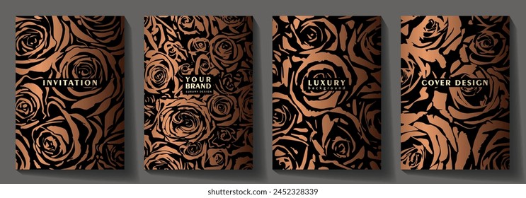 Premium elegante conjunto de diseño de cubierta con estampado floral. Diseño moderno de fondo o cubierta de lujo, invitación, flyer, tarjeta de boda, catálogo, Plantilla de folletos, diseño de menú, felicitación.