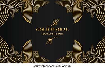 premium elegant gold floral background with floral and leaf ornament design