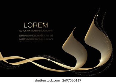Premium elegante fondo oscuro de lujo con glamurosos Elementos de oro y polvo de estrellas para presentaciones, saludos y publicidad. Vector, EPS, Elementos editables