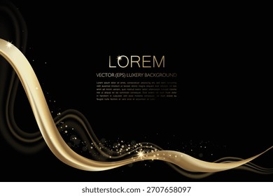 Premium elegante fondo oscuro de lujo con glamurosos Elementos de oro y polvo de estrellas para presentaciones, saludos y publicidad. Vector, EPS, Elementos editables