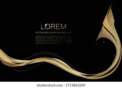 Premium elegante fondo oscuro de lujo con glamurosos Elementos de oro y polvo de estrellas para presentaciones, saludos y publicidad. Vector, EPS, Elementos editables