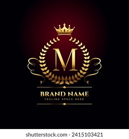 premium and elegant royal M logo background for business branding vector