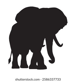 Premium Elephant Silhouette with Crisp and Smooth Outlines - Elephant Vector - Elephant Illustration
