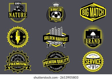 Premium Emblem and Retro Vintage Badges for your company or brand vector illustration art