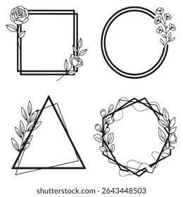Premium Engraved Vintage Decorative Floral Border Vector Set Packs
