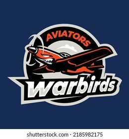 Premium Esport logo Aviator warbirds classic airplane emblem vector