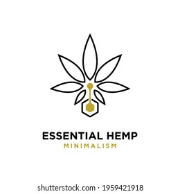 Premium Essential Hemp Oil Line Vector Logo